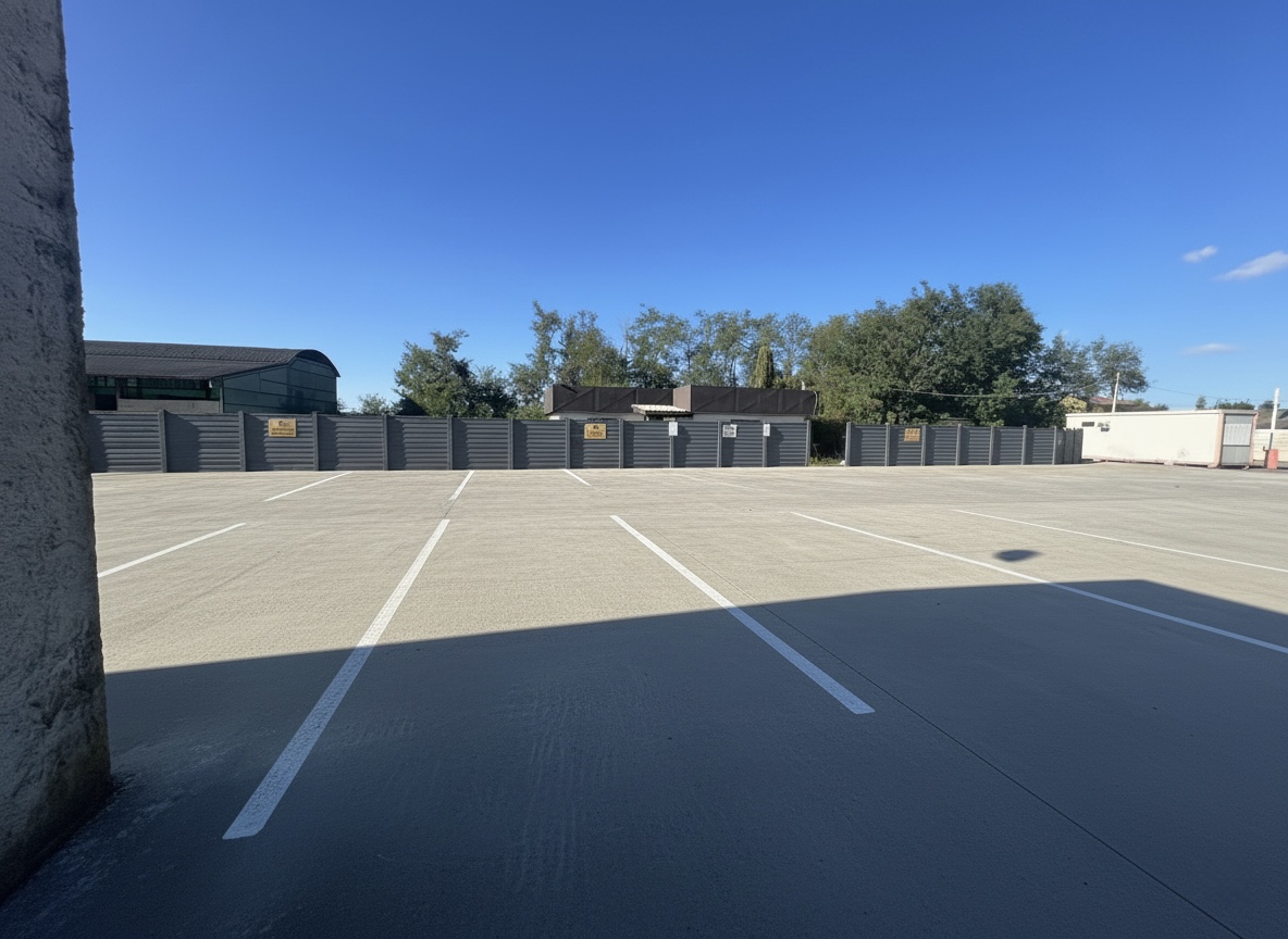 Vista laterale capannone con posti camper